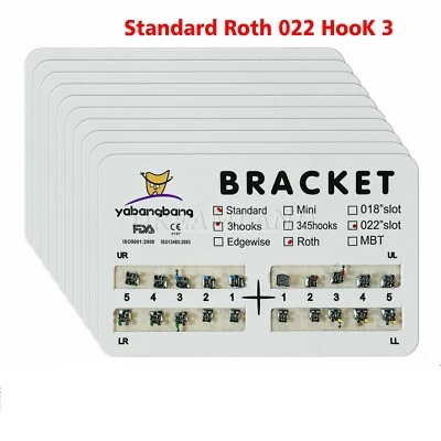 10x Brackets de Ortodoncia Dental Estándar Roth 022 Ranura 3 Ganchos Metal #3 Foto 1 de 4