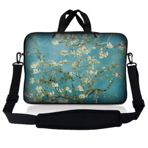 17.3" 17.4 Laptop Sleeve Bag Case Pouch w Handle & Shoulder Strap Almond Trees