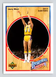 1992 Upper Deck Card, #6 Jerry West HOF, Los Angeles Lakers, Basketball Heroes - Foto 1 di 3