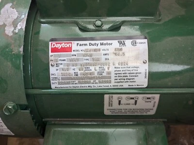 Dayton 6K610 High Torque Farm Duty Motor, Capacitor-Start, 3 Hp, 230V Ac, 1,740 - Image 1 of 2