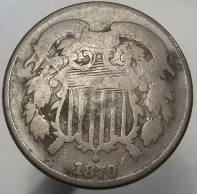 1870 Two Cent Piece nice full date - Image 1 of 2