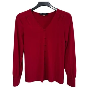 Karl Lagerfeld Womens Blouse Size Med Button Front Stretch Business Casual Work - Picture 1 of 5