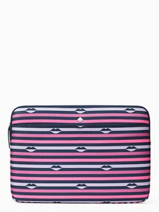 Kate Spade Jae Nylon Lip Print Universal 15" Laptop Case Sleeve Pink Multi NWT - Picture 1 of 2