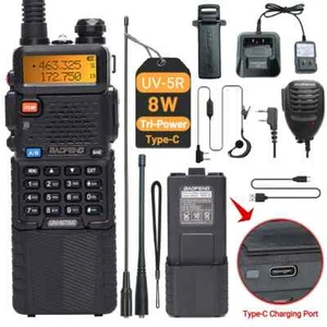 Do Baofeng UV-5R 8W Walkie Talkie Tri Power Type-C VHF UHF Dual Band Long Range - Zdjęcie 1 z 25