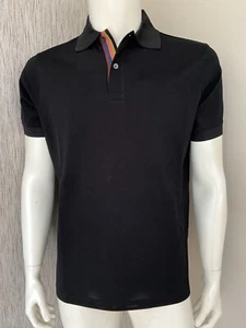 PAUL SMITH POLO NEGRO ARTISTA RAYAS RIBETE TALLA M VENTA AL POR MENOR £185 NUEVO CON ETIQUETAS - Imagen 1 de 12