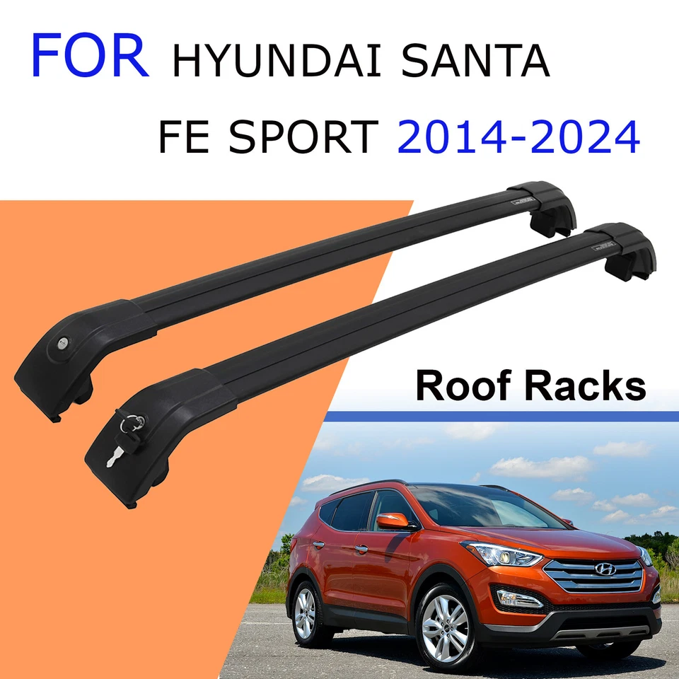 Aluminum Cross Bars For Hyundai Santa Fe Sport 2013-2018 Lockable Roof Racks - Image 1 of 4
