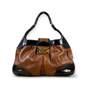 LOUIS VUITTON Polly Hobo Black Chestnut Leather Shoulder Bag Authentic LV Rare - Picture 1 of 24