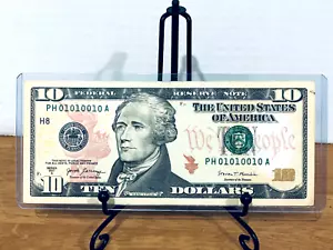 2017-A $10 FRN Very Fine NET Fancy TRUE 0/1 BINARY Serial #PH01010010A - Picture 1 of 2