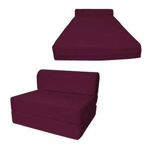 Twin Sleeper Chair Folding Foam Beds, Foldable Mattresses, 6Tx36Wx70L, Burgundy - Picture 1 of 2