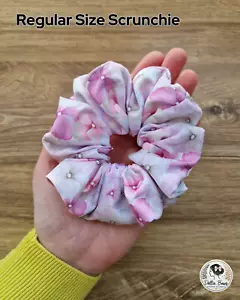 Regular Size Pink Floral Srunchie Summer Spring Flowers Hair Bun Scrunchie - Picture 1 of 7