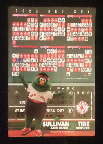2023 RED SOX MAGNETIC SEASON SCHEDULE - WALLY THE GREEN MONSTER Cover
