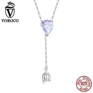 Collar Voroco de plata de ley 925 circonita púrpura y lirio del valle circonita cúbica para mujer  - Imagen 1 de 8