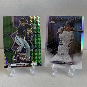 2022 Topps Chrome / Mosaic Christian Yelich 2 Card Lot Milwaukee Brewer - Picture 1 of 5