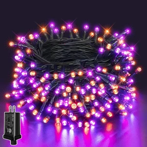 33FT 100 LED Halloween Lights, Orange + Purple Halloween Lights Outdoor with ... - Picture 1 of 7