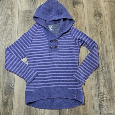 Mountain Hardwear Pullover Womens Medium Wool Blend Striped Hooded Sweater Warm - Image 1 of 4