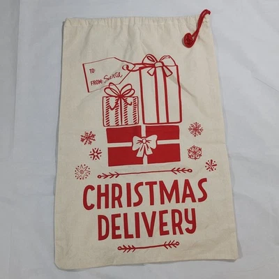 Bolsa de regalo de entrega de Navidad grande 31x20 beige saco "de Santa" envoltura navideña Foto 1 de 4