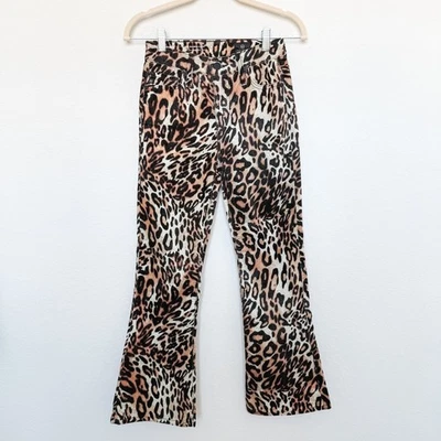 Pantalones para mujer AG talla 25R marrón estampado de leopardo Quinne corte tiro alto patada acampanada Foto 1 de 4