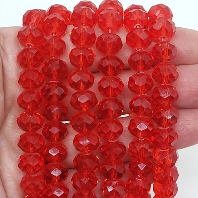 Chinese Crystal 10mm Faceted Rondelle Beads, Bright Red - Image 1 of 2
