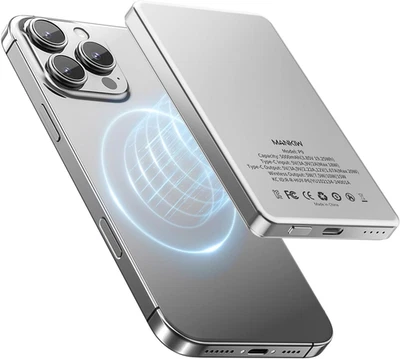 Wireless Powerbank Mag-Safe, 5000Mah Mini Magnetico Power Bank Con PD 20W Ricari - Immagine 1 di 4