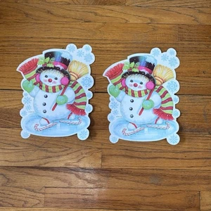 Lote 2 Mini Póster De Colección Patinaje sobre Hielo Muñecos de Nieve Navidad Decoración de Pared Troquelado Eureka EE. UU. - Imagen 1 de 4