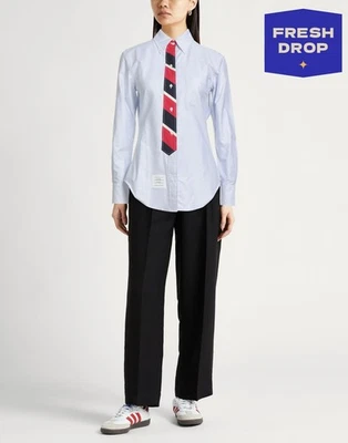 PVP €710 THOM BROWNE Camisa IT36 US0 UK4 XXS Corbata a Rayas Azul Hecha en Italia Foto 1 de 4