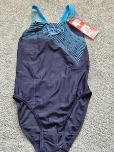 Speedo Women’s Medley Logo Medalist Swimming Costume Navy - UK10/2 - Picture 1 of 7