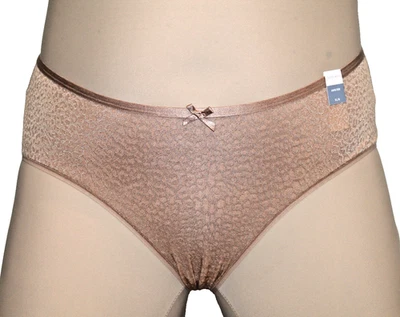 VINTAGE NOS AMBRIELLE COPPER SHINY NYLON SPANDEX BIKINI PANTIES SISSY SZ XL SZ 8 - Image 1 of 4