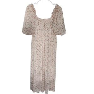 WORTH Collective Floral Midi Dress M Cottagecore Peasant Prairie Farmhouse Retro - Imagen 1 de 9