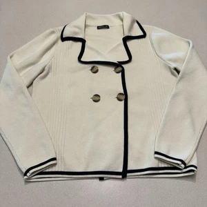 MOTF Wool Blend Cardigan Women’s Medium Blazer Jacket Cream Black  - Picture 1 of 13