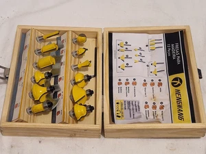 Hengwang 12 piece router bits 1/4'' in wooden box - Picture 1 of 8