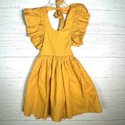 Lissi Yellow Apron Pinafore Ruffle Dress Girls Size Large See Measurements - Image 1 of 4