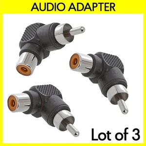 3 Pack RCA Right Angle Connector RCA Male to Female 90º Adapter RCA Plug to Jack - Picture 1 of 3