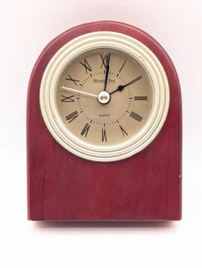 Vintage Red Wooden Michael C. Fina Fifth Avenue Quartz Small Mantel Desk Clock - Picture 1 of 9