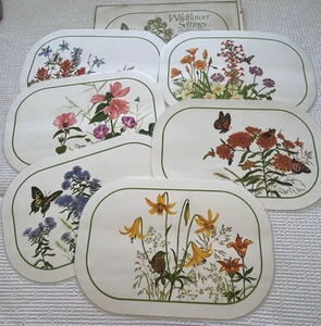 Ajustes de flores silvestres 1978 vintage de los seis manteles laminados diseñados actuales - Imagen 1 de 11
