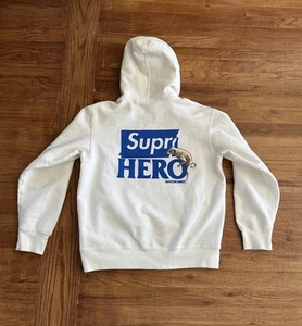 SUPREME ANTIHERO Skateboard Hooded Sweatshirt White Men Small Rare - Picture 1 of 10