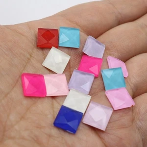 100 Mixed Jelly Color Faceted Square Flatback Glass Rhinestone Cabochon Gems10mm - Picture 1 of 9