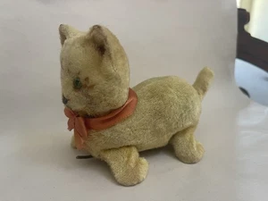 Japan Wind Up Vintage Cat Mohair Fur Glass One Eye AS IS - Picture 1 of 11