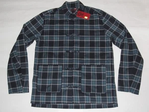 CLOT Chinese Long Sleeve Plaid Shirt Navy Blue Size Medium NEW! Edison Chen - Picture 1 of 10