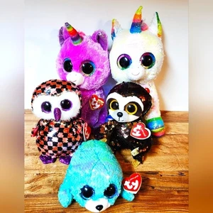 TY Beanie Boos Unicorn and Seal Plush Set Of 4 Flippables +1 MORE - Picture 1 of 6