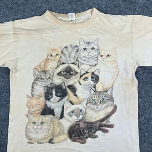 Camiseta Katz Beige Gráfico Gato Talla Única Vintage Años 90 Amante de los Animales - Imagen 1 de 8