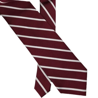 Jos. A. Corbata Bank Repp Rayas Borgoña y Blanco Seda Hecha a Mano Nueva Foto 1 de 4