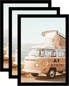 A1 Black Modern Picture or Poster Frame 3 Pack,23.4x33 Poster Frame Woodgrain - Picture 1 of 8