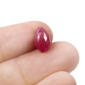 2.60 CT Natural CERTIFIED Ruby Glassfilled Loose Pear Flatback Rose Cut Gemstone - Picture 1 of 5