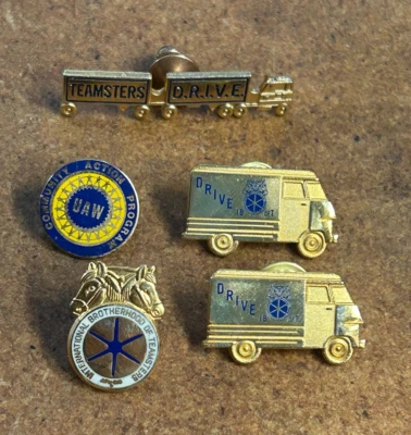 Lote 5 De Colección UAW IB de T TEAMSTERS UNION Solapa Sombrero Prendedor Camión de Conducción Tono Dorado Foto 1 de 4