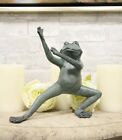 Ebros Aluminum Metal Whimsical Tai Chi Kung Fu Frog Horse Stance Garden Statue