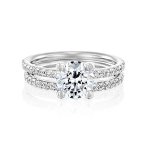 2 1/2 CT Ladies Diamond Engagement Ring Set Round D/SI2 14K White Gold - Picture 1 of 3