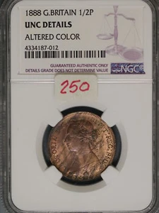 Great Britain 1888 1/2 Penny K-754 NGC UNC DETAILS ALTERED COLOR - Picture 1 of 2