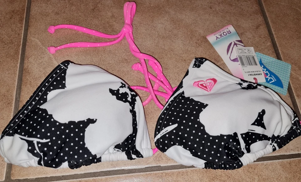 Roxy Swim Bikine Oberteil Gr.L Neu mit Etikett The Lycra Multicolor Gestickt  - Bild 1 von 4