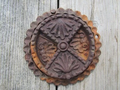 Estufa de leña victoriana vintage rejilla de ventilación control de aire ornamentado Foto 1 de 4