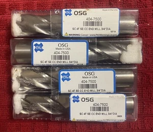 3/4 OSG carbide Sc 4 FL Se cc 3/4”Dia end mill 404-7500,or Buy 10 Get  1 Free. - Picture 1 of 1